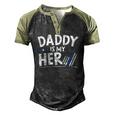 Daddy Is My Hero Kids Police Thin Blue Line Law Enforcement Men's Henley Raglan T-Shirt Black Forest