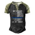 My Daddy Is My Hero Police Officer Thin Blue Line Men's Henley Raglan T-Shirt Black Forest
