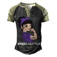 Epilepsy Warrior Strong Women With Purple Ribbon For Epilepsy Awareness Purple Ribbon Men's Henley Shirt Raglan Sleeve 3D Print T-shirt Black Forest