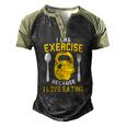 I Like Exercise Because I Love Eating Gym Workout Fitness Men's Henley Raglan T-Shirt Black Forest