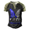 Fasd Awareness Butterfly Blue And Grey Ribbon Fetal Alcohol Spectrum Disorder Fetal Alcohol Spectrum Disorder Awareness Men's Henley Shirt Raglan Sleeve 3D Print T-shirt Black Forest