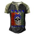 Fasd Warrior Skull Women Vintage Blue And Grey Ribbon Fetal Alcohol Spectrum Disorder Fetal Alcohol Spectrum Disorder Awareness Men's Henley Shirt Raglan Sleeve 3D Print T-shirt Black Forest