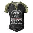 Mens My Favorite Baseball Player Calls Me Bonus Dad Bonus Men's Henley Raglan T-Shirt Black Forest
