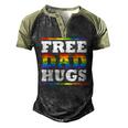 Free Dad Hugs Rainbow Lgbt Pride Fathers Day Men's Henley Raglan T-Shirt Black Forest