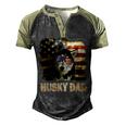 Funny Best Husky Dad Ever American Flag 4Th Of July Vintage Men's Henley Shirt Raglan Sleeve 3D Print T-shirt Black Forest