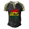 Ghanaian Flag Ghana Torn Print Men's Henley Raglan T-Shirt Black Forest