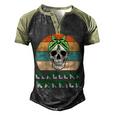 Glaucoma Warrior Skull Women Vintage Green Ribbon Glaucoma Glaucoma Awareness V2 Men's Henley Shirt Raglan Sleeve 3D Print T-shirt Black Forest