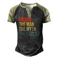 Mens Groom The Man The Myth The Legend Bachelor Party Engagement Men's Henley Raglan T-Shirt Black Forest