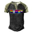 Human Lgbt Flag Gay Pride Month Transgender Men's Henley Raglan T-Shirt Black Forest
