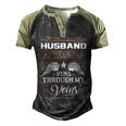 Husband Name Gift Husband Blood Runs Through My Veins Men's Henley Shirt Raglan Sleeve 3D Print T-shirt Black Forest