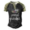 Lgbt Pride American Flag Proud Grandpa 4Th Of July Men's Henley Raglan T-Shirt Black Forest