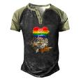 Lgbt Pride Daddy Tiger Rainbow Best Dad Ever Fathers Day Men's Henley Raglan T-Shirt Black Forest