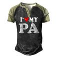 I Love My Pa With Heart Fathers Day Wear For Kid Boy Girl Men's Henley Raglan T-Shirt Black Forest