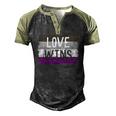 Love Wins Lgbt Asexual Gay Pride Flag Colors Men's Henley Raglan T-Shirt Black Forest
