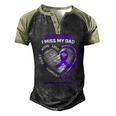 In Memory Dad Purple Alzheimers Awareness Men's Henley Raglan T-Shirt Black Forest