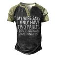 Mens My Wife Says I Only Have Two Faults 370 Trending Shirt Men's Henley Shirt Raglan Sleeve 3D Print T-shirt Black Forest