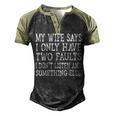 Mens My Wife Says I Only Have Two Faults Funny 611 Trending Shirt Men's Henley Shirt Raglan Sleeve 3D Print T-shirt Black Forest