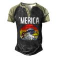 Merica Retro Eagle Bandana American Flag 4Th Of July Fourth Men's Henley Raglan T-Shirt Black Forest
