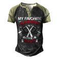 My Favorite Barber Calls Me Dad Hairstylist Fathers Day Gift Men's Henley Shirt Raglan Sleeve 3D Print T-shirt Black Forest
