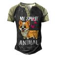 My Spirit Animal Corgi Dog Love-R Dad Mom Boy Girl Funny Men's Henley Shirt Raglan Sleeve 3D Print T-shirt Black Forest