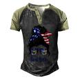 New York Girl New York Flag State Girlfriend Messy Bun Men's Henley Shirt Raglan Sleeve 3D Print T-shirt Black Forest