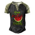 One In A Melon Daddy Watermelon Family Matching Men Men's Henley Raglan T-Shirt Black Forest