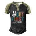 Peace Out First Grade Last Day Of School 2022 Graduation Men's Henley Raglan T-Shirt Black Forest