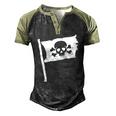 Pirate Flag Skull Crossed Bone Halloween Costume Men's Henley Raglan T-Shirt Black Forest