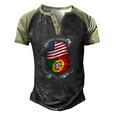 Portuguese American Flags Of Portugal And America Men's Henley Raglan T-Shirt Black Forest