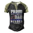 Proud Air Force Dad US Air Force Veteran Military Pride Men's Henley Raglan T-Shirt Black Forest