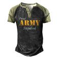 Proud Army Stepdad Fathers Day Men's Henley Raglan T-Shirt Black Forest