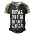 Real Men Daughter Fathers Day Dad Men's Henley Raglan T-Shirt Black Forest