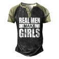 Mens Real Men Make Girls Family Newborn Paternity Girl Daddy Men's Henley Raglan T-Shirt Black Forest