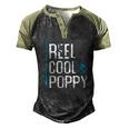 Reel Cool Poppy Fishing Fathers Day Fisherman Poppy Men's Henley Raglan T-Shirt Black Forest