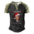 Santa Joe Biden Merry 4Th Of July Ugly Christmas Men's Henley Raglan T-Shirt Black Forest
