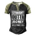Mens Straight Outta Money Volleyball Dad Men's Henley Raglan T-Shirt Black Forest