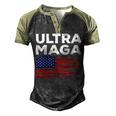 Ultra Maga Proud American Distressed Flag Patriotic Gift Men's Henley Shirt Raglan Sleeve 3D Print T-shirt Black Forest