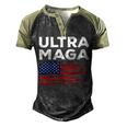 Ultra Maga Proud American Distressed Flag Patriotic Men's Henley Shirt Raglan Sleeve 3D Print T-shirt Black Forest