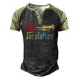 Vintage The Jazzfather Happy Fathers Day Trumpet Player Men's Henley Raglan T-Shirt Black Forest
