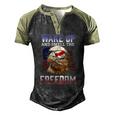 Wake Up And Smell The Freedom Murica American Flag Eagle Men's Henley Raglan T-Shirt Black Forest
