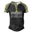Warning Tells Dad Jokes At Random Fathers Day Men's Henley Raglan T-Shirt Black Forest