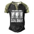Welcome Home Soldier Usa Warrior Hero Military Men's Henley Raglan T-Shirt Black Forest