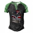 4Th Of July American Bald Eagle Mount Rushmore Merica Flag Men's Henley Raglan T-Shirt Black Green