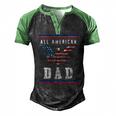 4Th Of July American Flag Dad Men's Henley Raglan T-Shirt Black Green