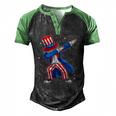 4Th Of July Dabbing Uncle Sam Costume Patriotic Men's Henley Raglan T-Shirt Black Green