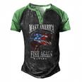 4Th Of July Fishing Make America Fish Again Usa Fisherman Men's Henley Raglan T-Shirt Black Green