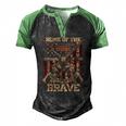 4Th Of July Military Home Of The Free Because Of The Brave Men's Henley Raglan T-Shirt Black Green