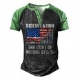 American Flag With Inflation Graph Biden Flation Men's Henley Raglan T-Shirt Black Green
