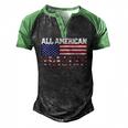 All American Flag Video Gamer July 4Th Boys Kids Men Men's Henley Raglan T-Shirt Black Green