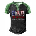 American Veteran Grandpa Dad Veteran Myth Legend Men's Henley Raglan T-Shirt Black Green